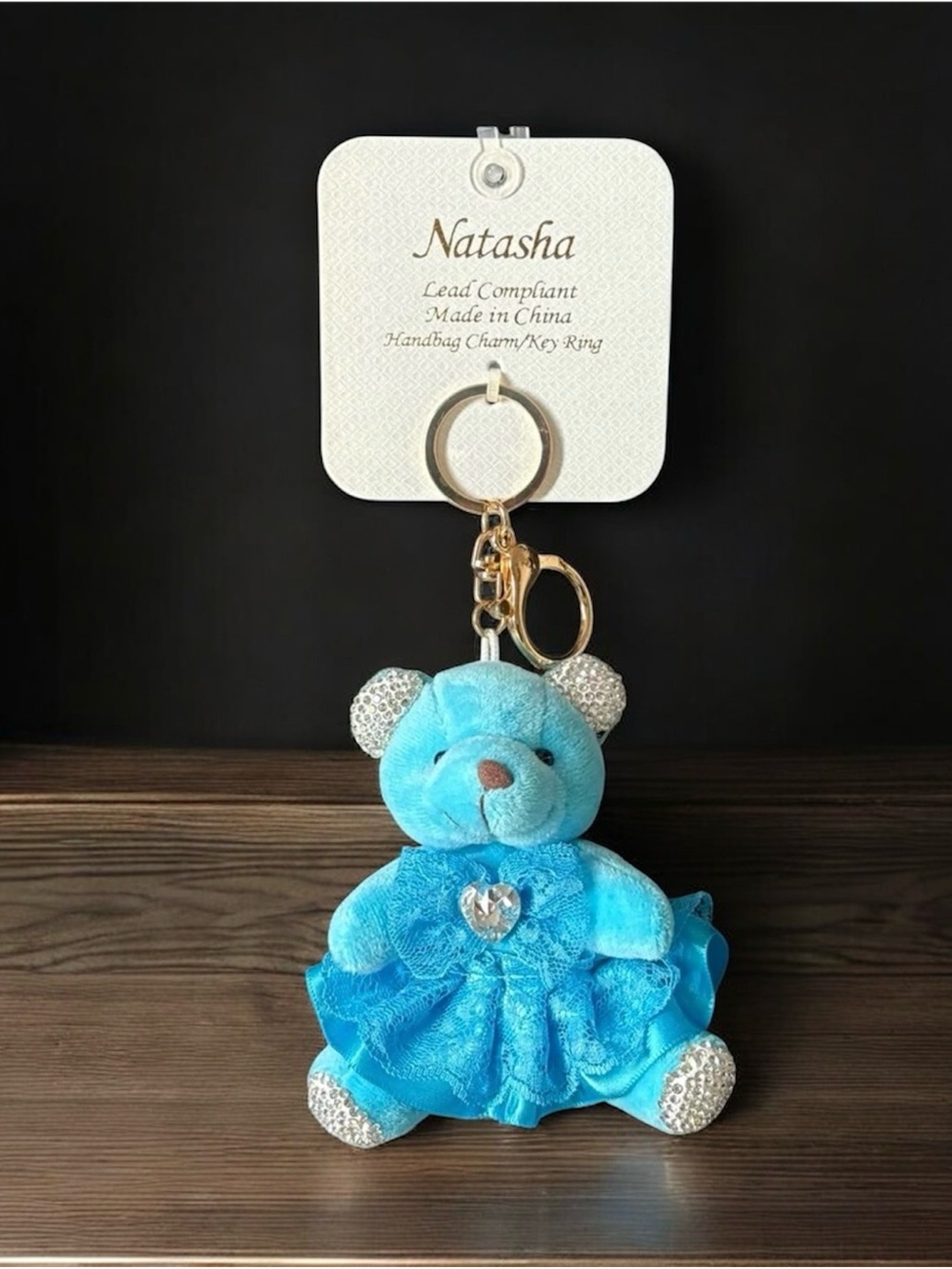 Natasha Blue Teddy Bear Bag Charm